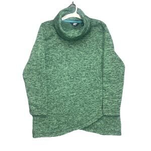 Lands' End Cowl Neck Sweater OEKO-Tex Green Fleece Tunic Youth Girls L 14/16